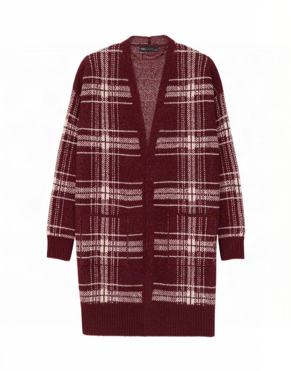 Marks & Spencer Γυναικείο πουλόβερ Longline Cardigan UK 14 Medium Burgundy