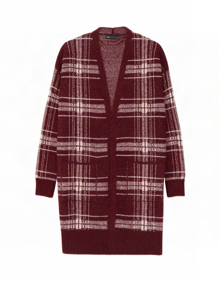 Marks & Spencer Γυναικείο πουλόβερ Longline Cardigan UK 14 Medium Burgundy