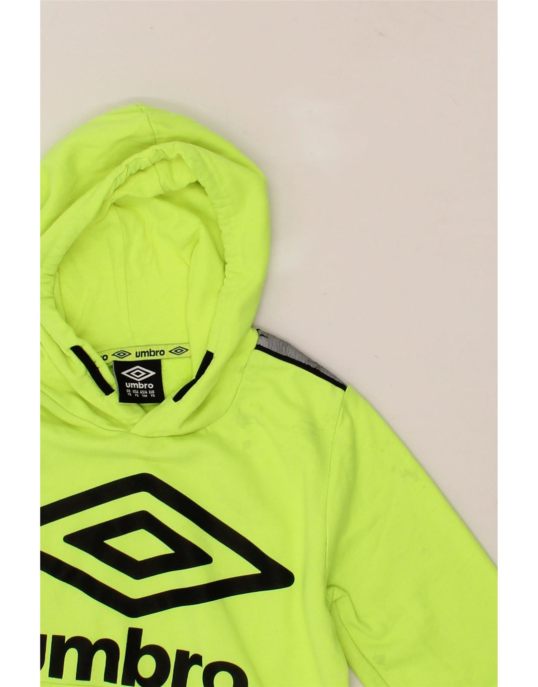 UMBRO Boys Graphic Hoodie Jumper 7-8 Years Small Green Polyester Vintage Umbro and Second-Hand Umbro from Messina Hembry 