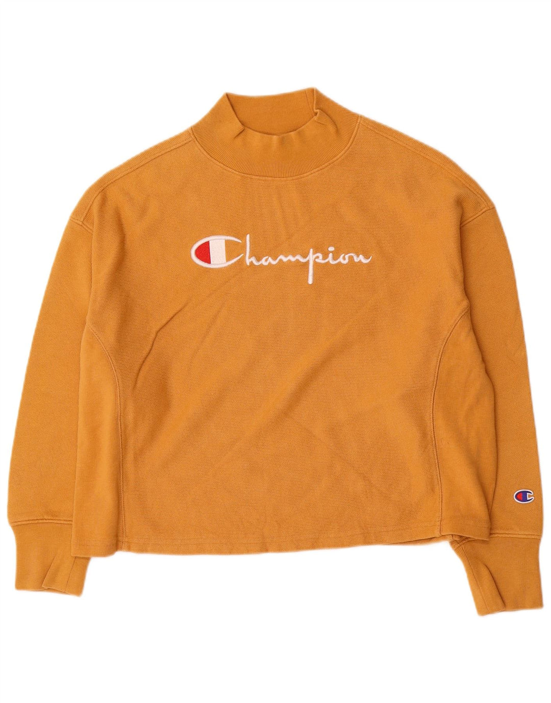 Champion Womens Graphic Oversized Φούτερ Jumper UK 10 Small Yellow
