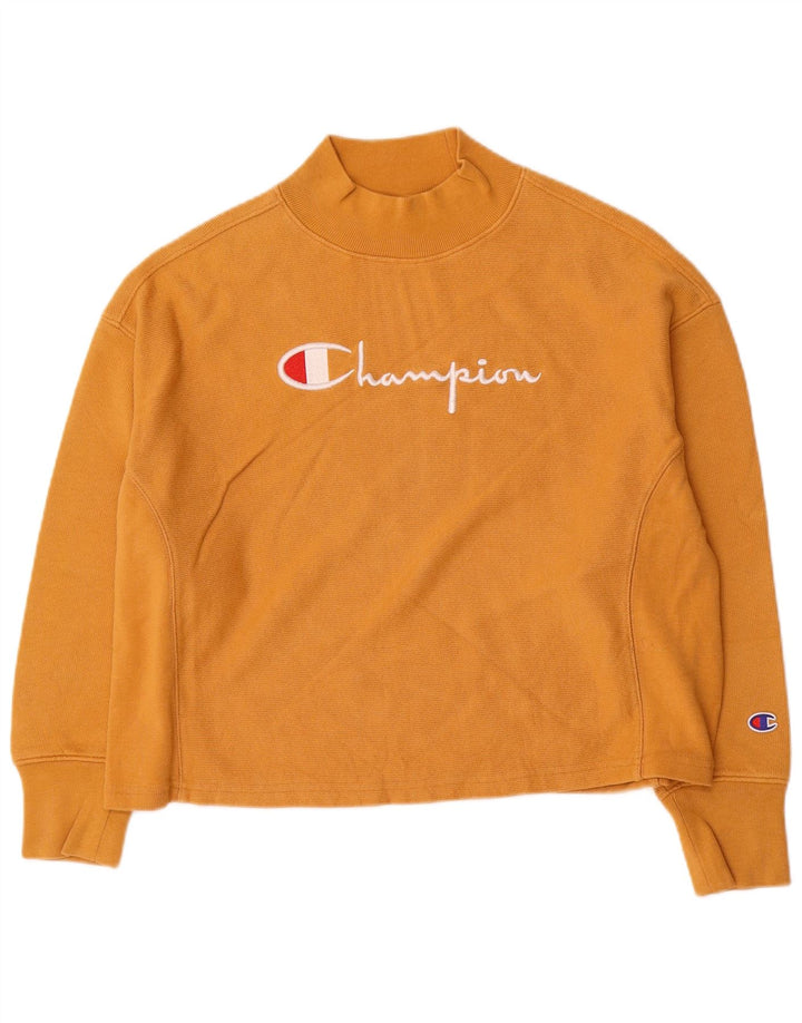 Champion Womens Graphic Oversized Φούτερ Jumper UK 10 Small Yellow