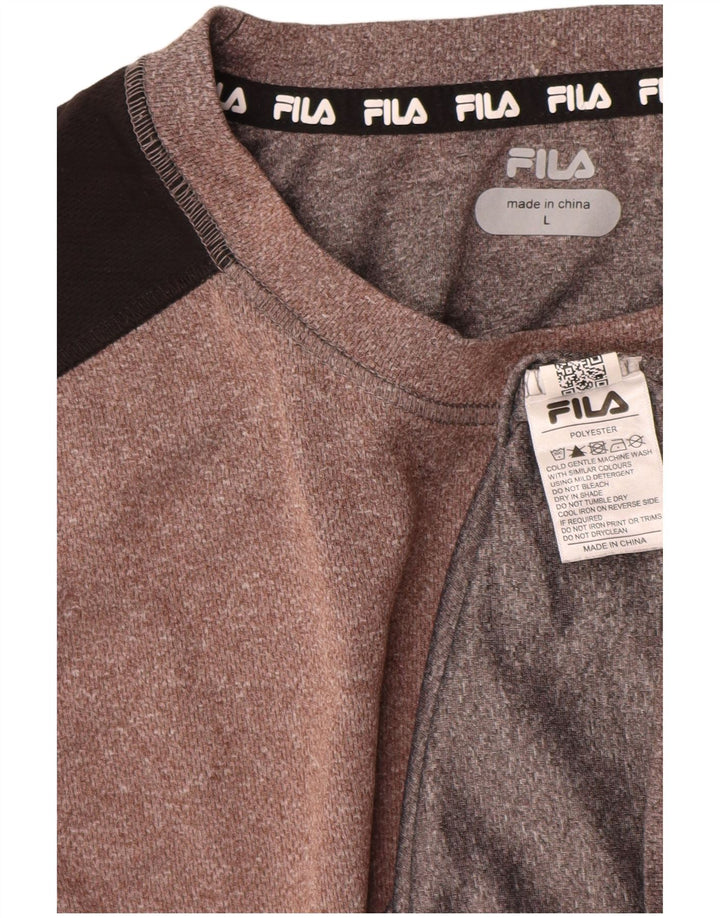 Ανδρικό T-Shirt Fila Top Large Brown Colourblock Πολυεστέρας
