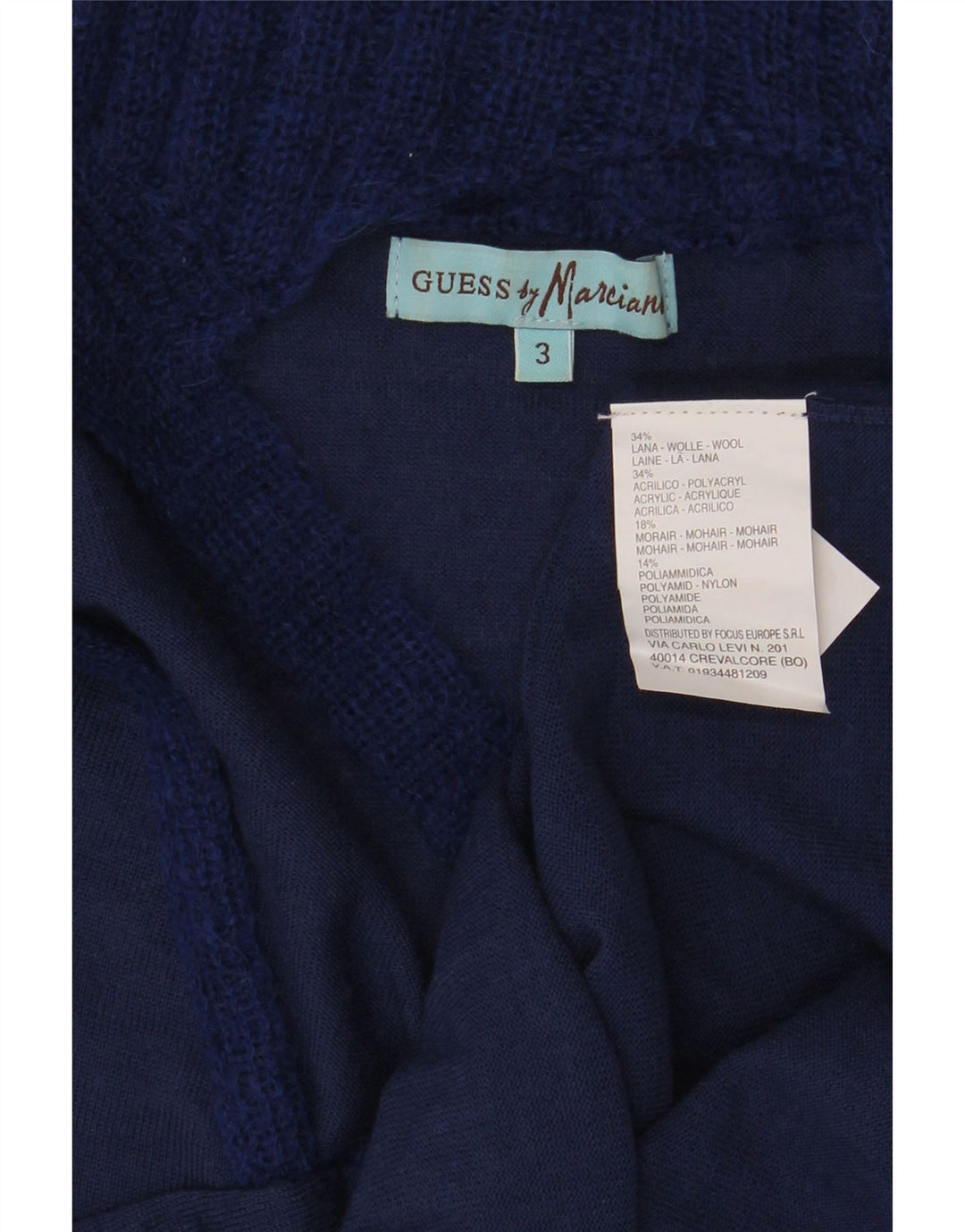 Guess Γυναικείο πουλόβερ marciano με λαιμό χελώνα US 3 Small Navy Blue Wool