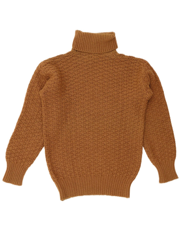 BENETTON Γυναικείο πουλόβερ με ρολό λαιμόκοψη UK 12 μεσαίου καφέ μαλλί