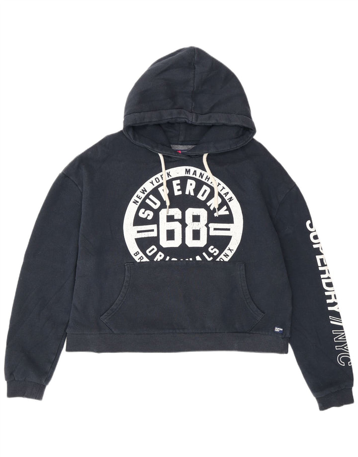 Superdry Γυναικείο γραφικό Oversized Hoodie Jumper UK 14 Medium Navy Blue