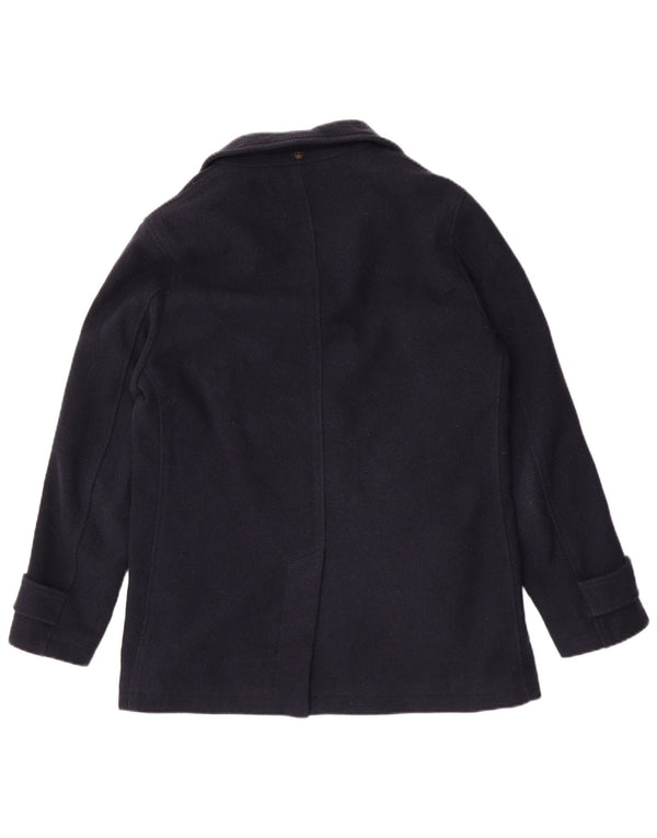 Massimo Dutti Ανδρικό παλτό μπιζελιού UK 38 Medium Navy Blue μαλλί