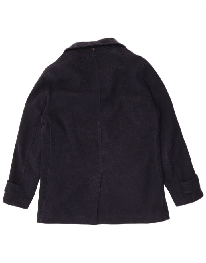 Massimo Dutti Ανδρικό παλτό μπιζελιού UK 38 Medium Navy Blue μαλλί