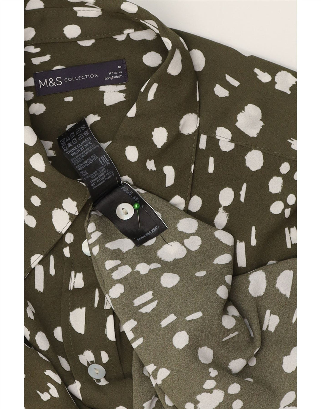 Marks & Spencer Γυναικείο πουκάμισο μεγάλου μεγέθους UK 10 Small Khaki Flecked Polyester