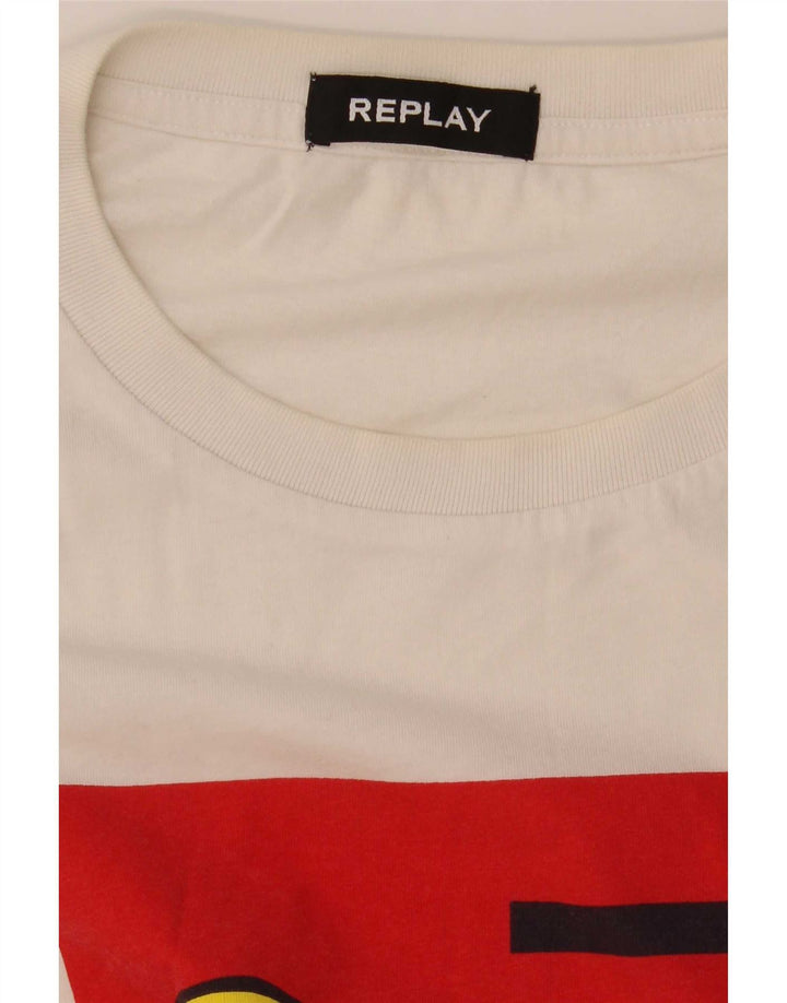 Ανδρικό γραφικό T-Shirt Replay Top Medium White
