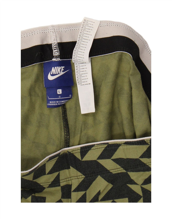 Γυναικείο κολάν NIKE UK 14 Μεγάλο χακί γεωμετρικό βαμβάκι