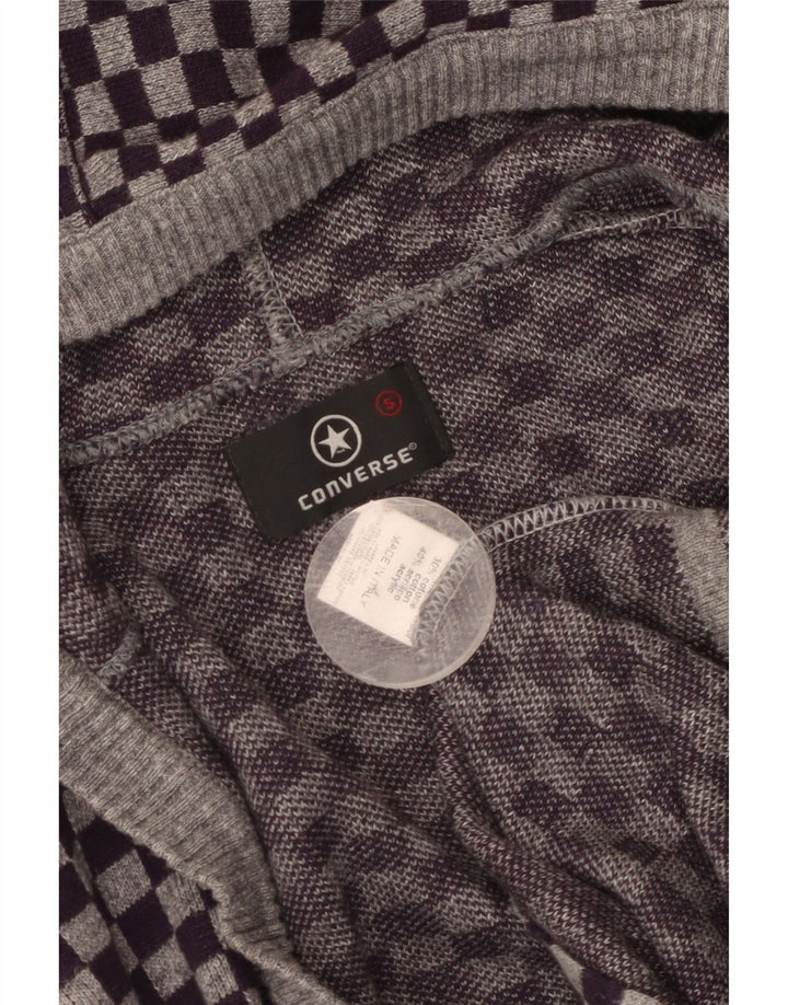 Converse γυναικείο πουλόβερ με κουκούλα UK 10 Μωβ γεωμετρικό μαλλί