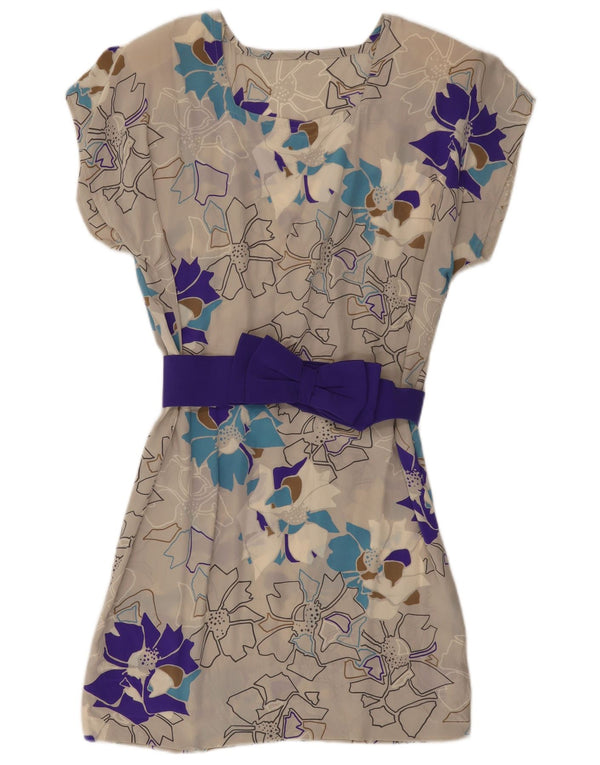Vintage Womens A-Line Dress UK 18 XL Grey Floral