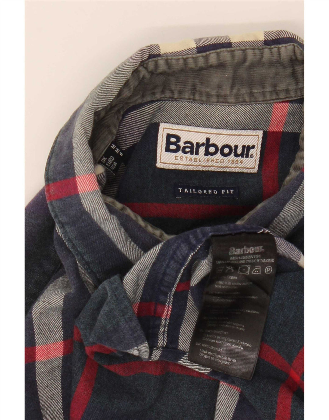 Ανδρικό φανελένιο πουκάμισο Barbour Tailored Fit, μεσαίο μπλε καρό βαμβακερό