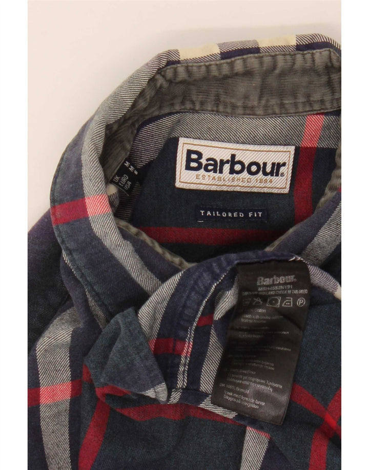 Ανδρικό φανελένιο πουκάμισο Barbour Tailored Fit, μεσαίο μπλε καρό βαμβακερό