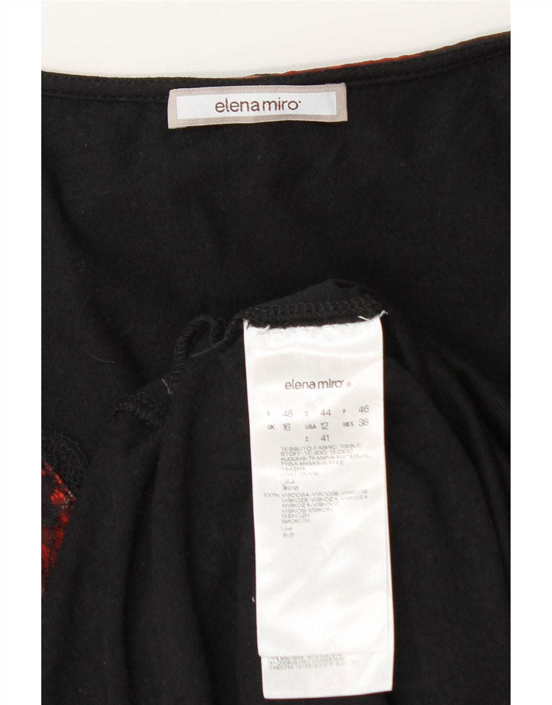 ELENA MIRO Γυναικεία μπλούζα με 3/4 μανίκια τοπ UK 16 μεγάλο κόκκινο φλοράλ βισκόζη