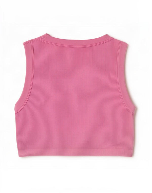 Zara Γυναικείο Crop Vest Top UK 12 Medium Pink