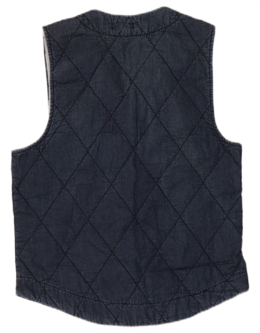 Vintage γυναικείο καπιτονέ Gilet UK 12 Medium Navy Blue Cotton