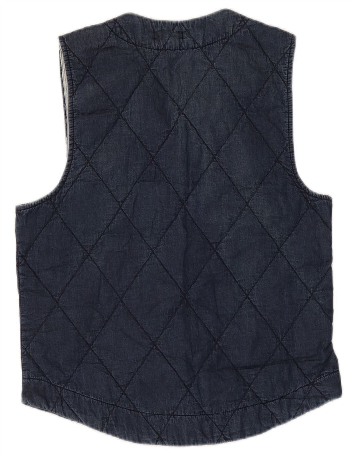 Vintage γυναικείο καπιτονέ Gilet UK 12 Medium Navy Blue Cotton