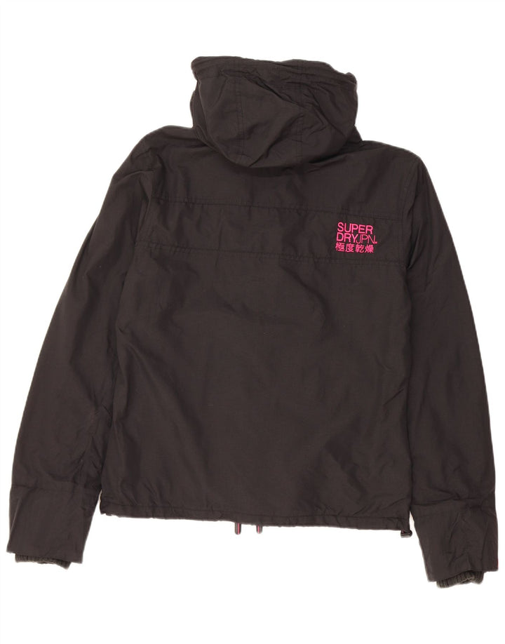 Superdry γυναικείο μπουφάν με κουκούλα αντιανεμικό UK 14 Medium Black Nylon