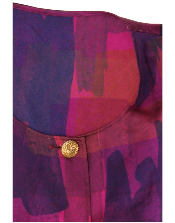 VINTAGE Γυναικείο Abstract Pattern 3/4 μανίκι Μπλούζα UK 18 XL Μωβ