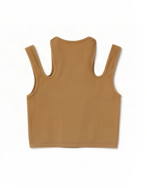 Zara Γυναικεία μπλούζα ώμου τοπ UK 14 Large Beige