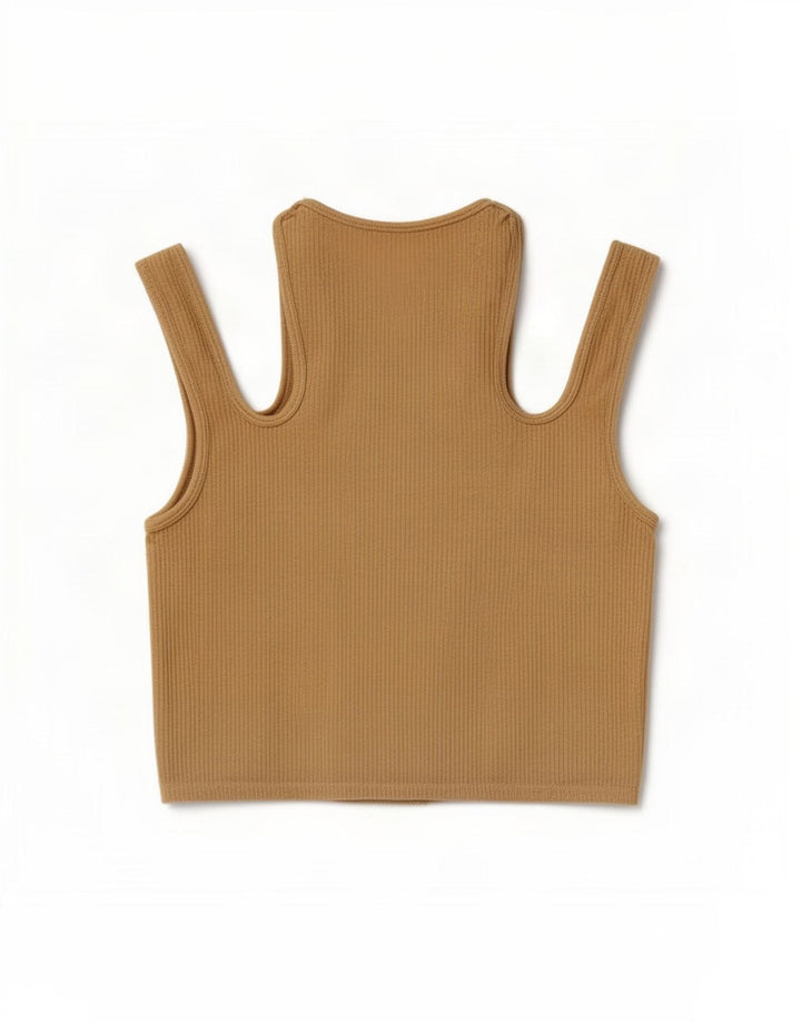 Zara Γυναικεία μπλούζα ώμου τοπ UK 14 Large Beige
