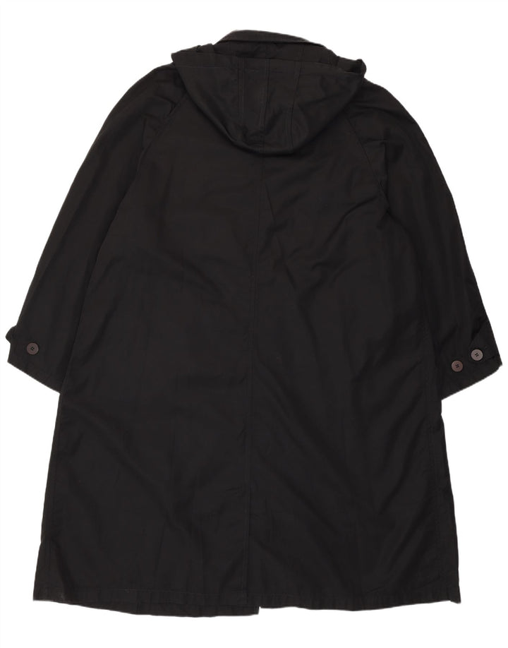 UNIFORM Mens Hooded Overcoat UK 40 Large Black Cotton