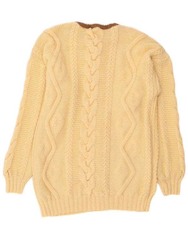 Vintage γυναικείο πουλόβερ με λαιμόκοψη UK 22 3XL κίτρινο