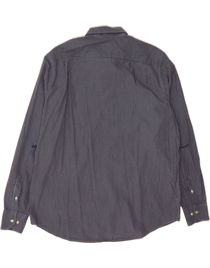 LACOSTE Mens Shirt Size 45 XL Navy Blue Check Cotton Vintage Lacoste and Second-Hand Lacoste from Messina Hembry 