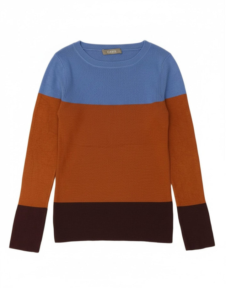 OASIS Womens Boat Neck Jumper Sweater UK 8 Small Multicoloured Colourblock