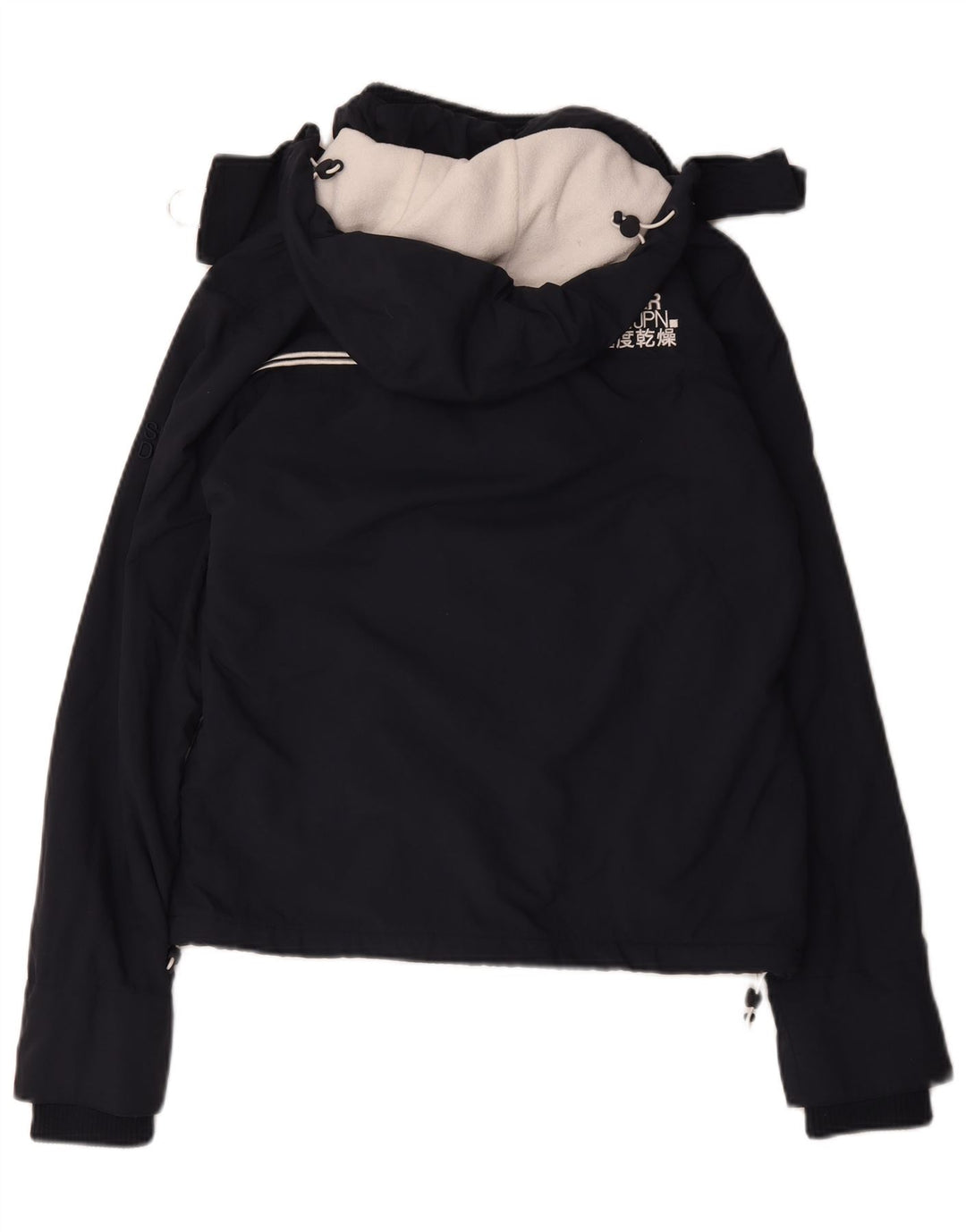 Superdry γυναικείο μπουφάν με κουκούλα αντιανεμικό UK 16 Large Navy Blue Polyester