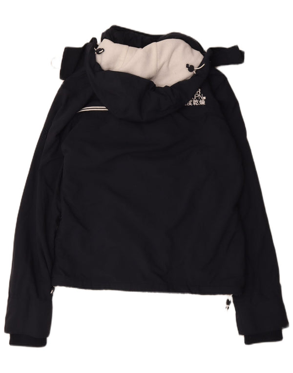 Superdry γυναικείο μπουφάν με κουκούλα αντιανεμικό UK 16 Large Navy Blue Polyester