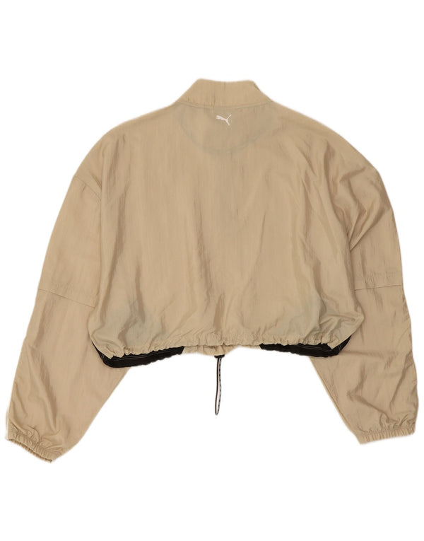 Γυναικεία φόρμα φόρμας Puma Crop γραφικά Top Jacket UK 16 Large Beige Colourblock
