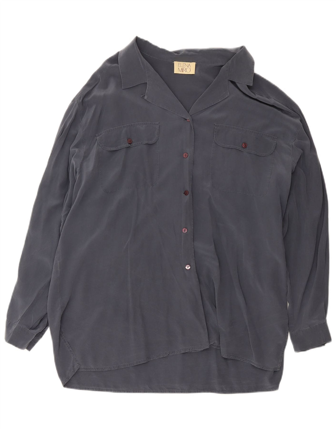 ELENA MIRO Γυναικείο πουκάμισο Oversized Φόρεμα IT 45 Μεγάλο Γκρι Μεταξωτό