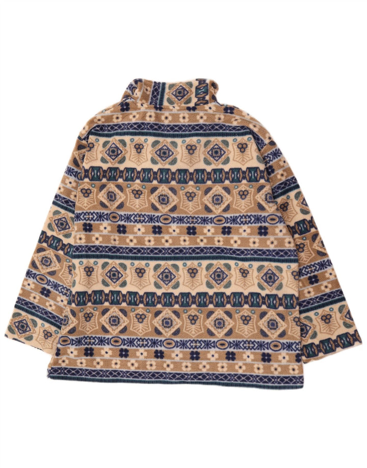 Giani Feroti Ανδρικό φερμουάρ με λαιμόκοψη Fleece Jumper Μεγάλο μπεζ γεωμετρικό πολυεστέρα