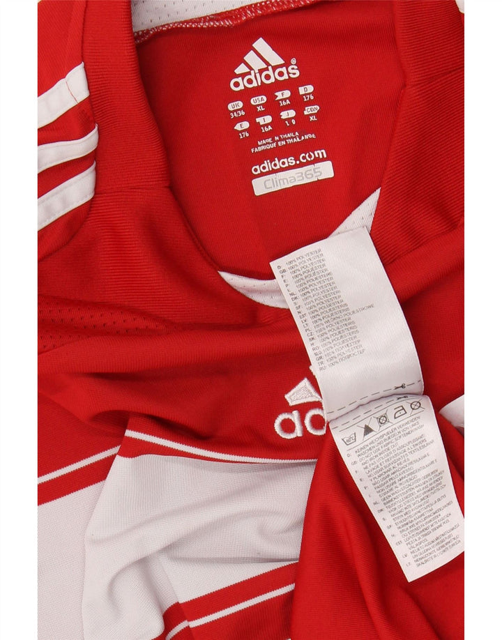 Γραφικό T-shirt ADIDAS Boys FC Bayern Munchen Top 15-16 ετών κόκκινο ριγέ