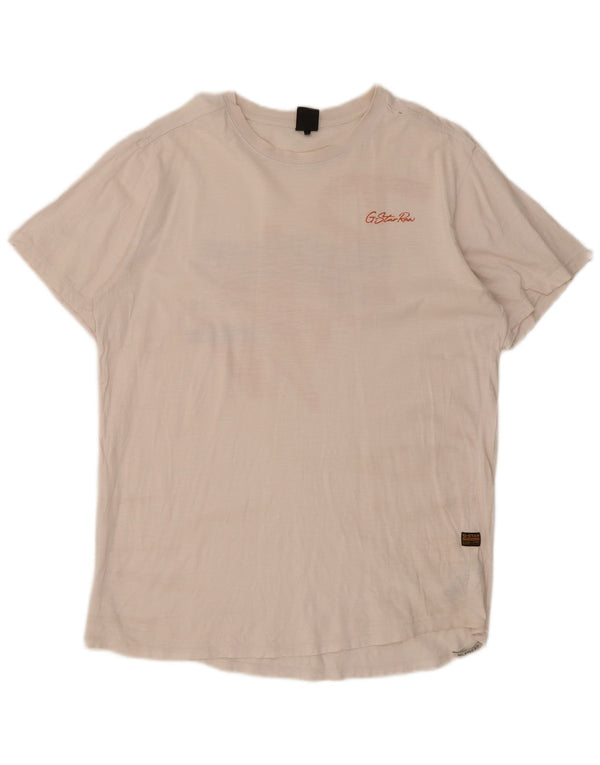Ανδρικό γραφικό T-Shirt G-Star Top Large White Flecked Βαμβακερό