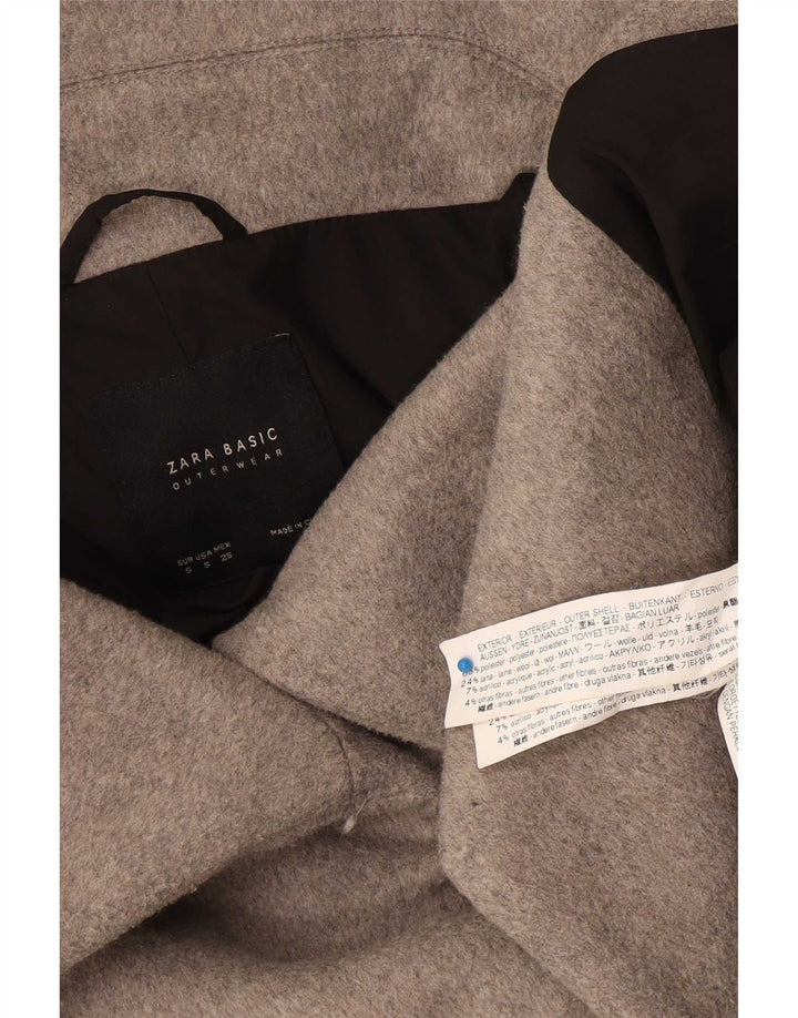 Zara Γυναικείο κοντό υπερμεγέθη πανωφόρι UK 10 Small Grey Polyester