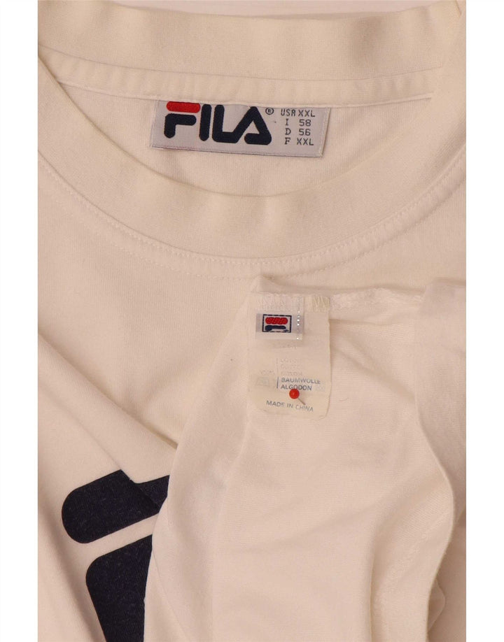 Ανδρικό κανονικό γραφικό μπλουζάκι Fila Top IT 58 2XL Λευκό βαμβακερό
