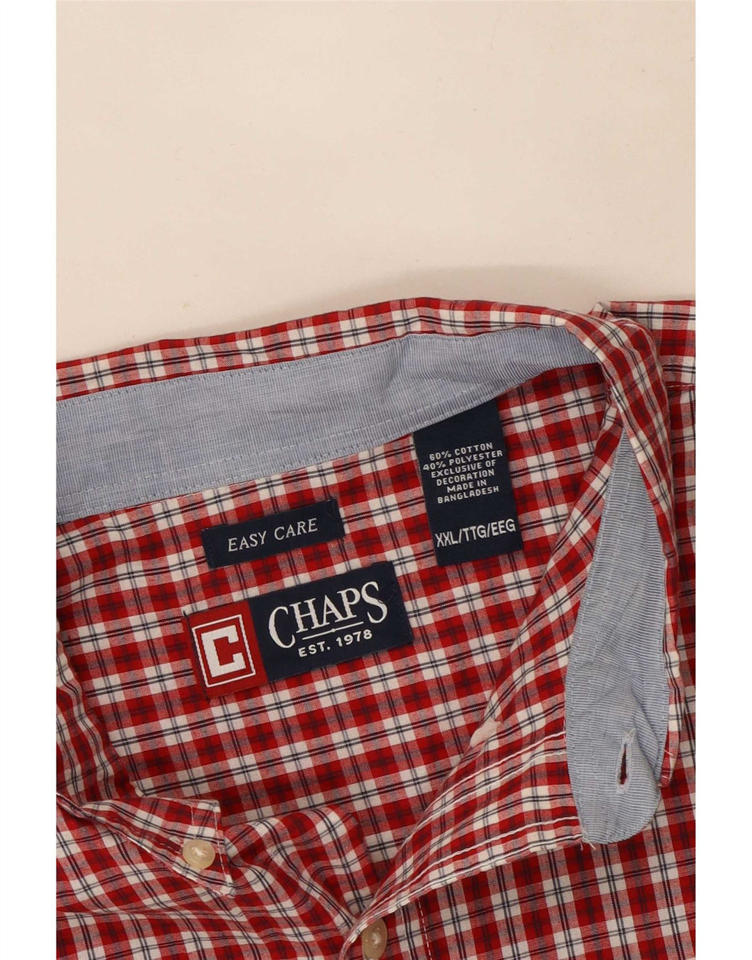 Chaps Mens Easy Care κοντομάνικο πουκάμισο 2XL κόκκινο καρό βαμβακερό