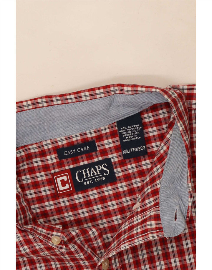 Chaps Mens Easy Care κοντομάνικο πουκάμισο 2XL κόκκινο καρό βαμβακερό
