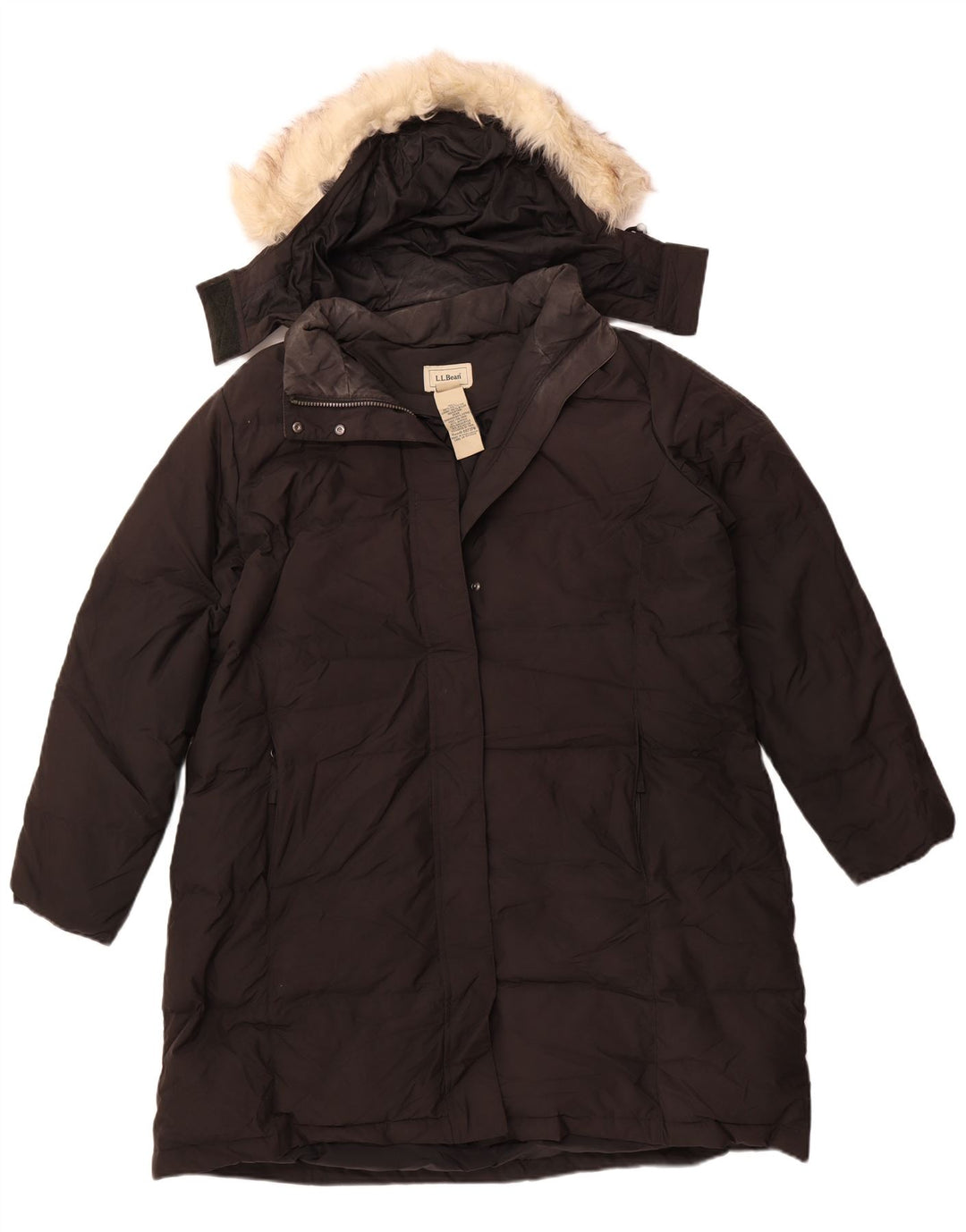 L.L.BEAN Γυναικείο παλτό με κουκούλα μεγάλου μεγέθους UK 18 XL μαύρο πολυεστέρα