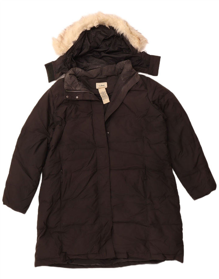 L.L.BEAN Γυναικείο παλτό με κουκούλα μεγάλου μεγέθους UK 18 XL μαύρο πολυεστέρα