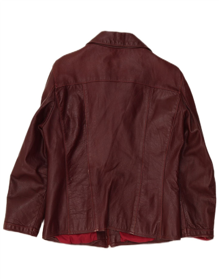 Vintage Γυναικείο Δερμάτινο Μπουφάν UK 14 Medium Burgundy