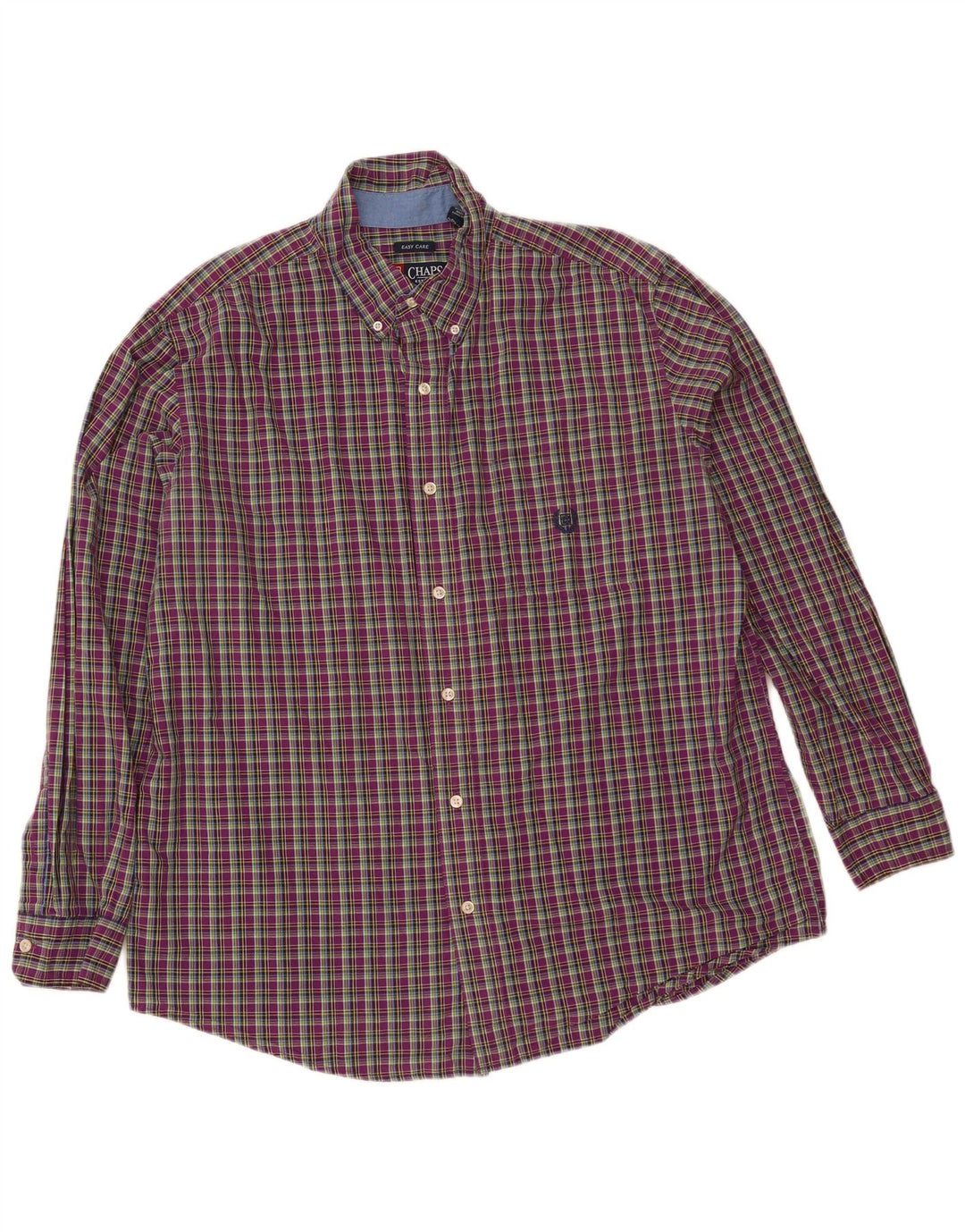 Chaps Ανδρικό πουκάμισο Easy Care XL Purple Check Cotton