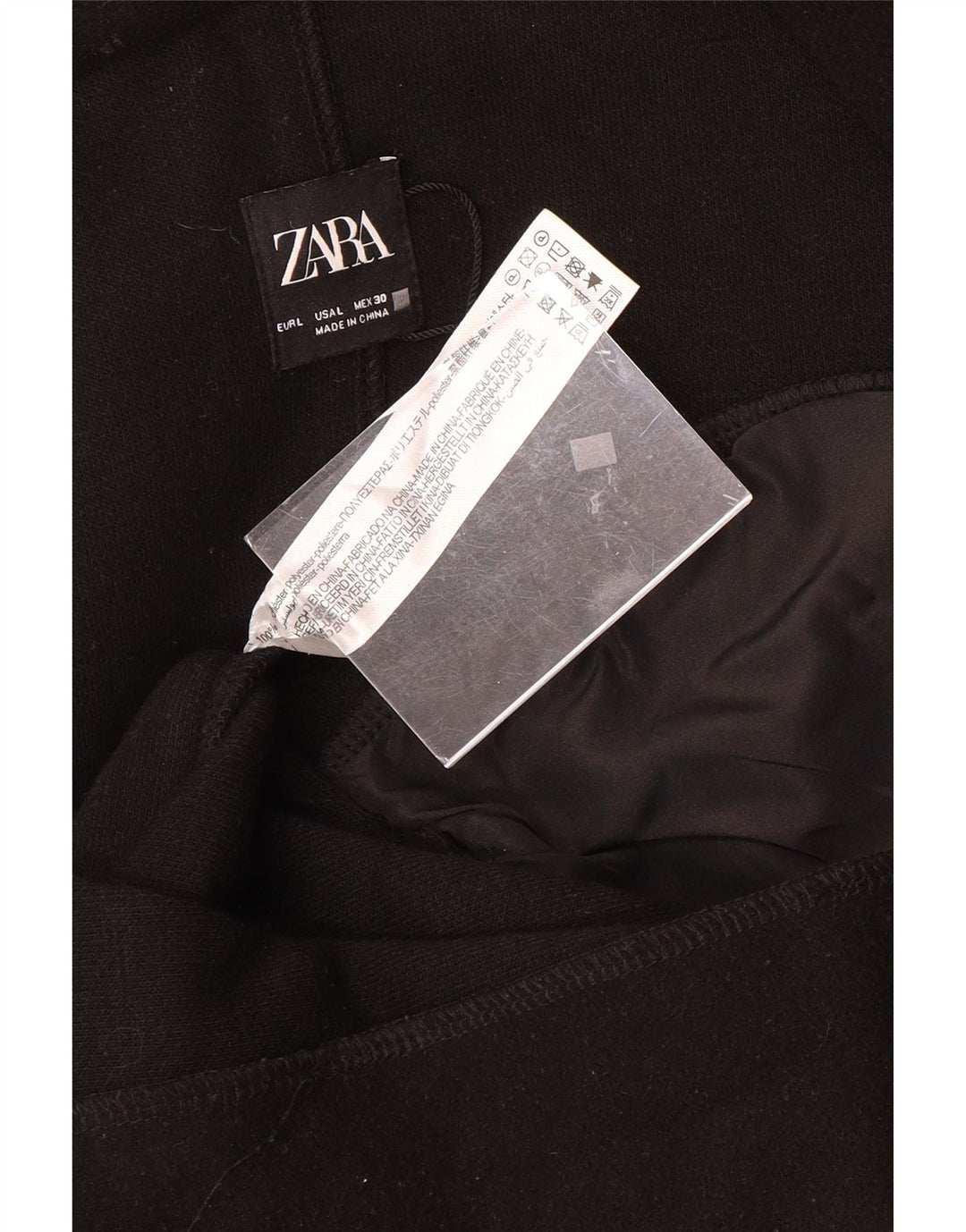 ZARA Γυναικείο Ανοιχτό Παλτό UK 16 Large Black Polyester