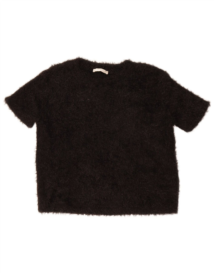Zara Γυναικεία Μπλούζα Crop Top UK 14 Medium Black Polyester