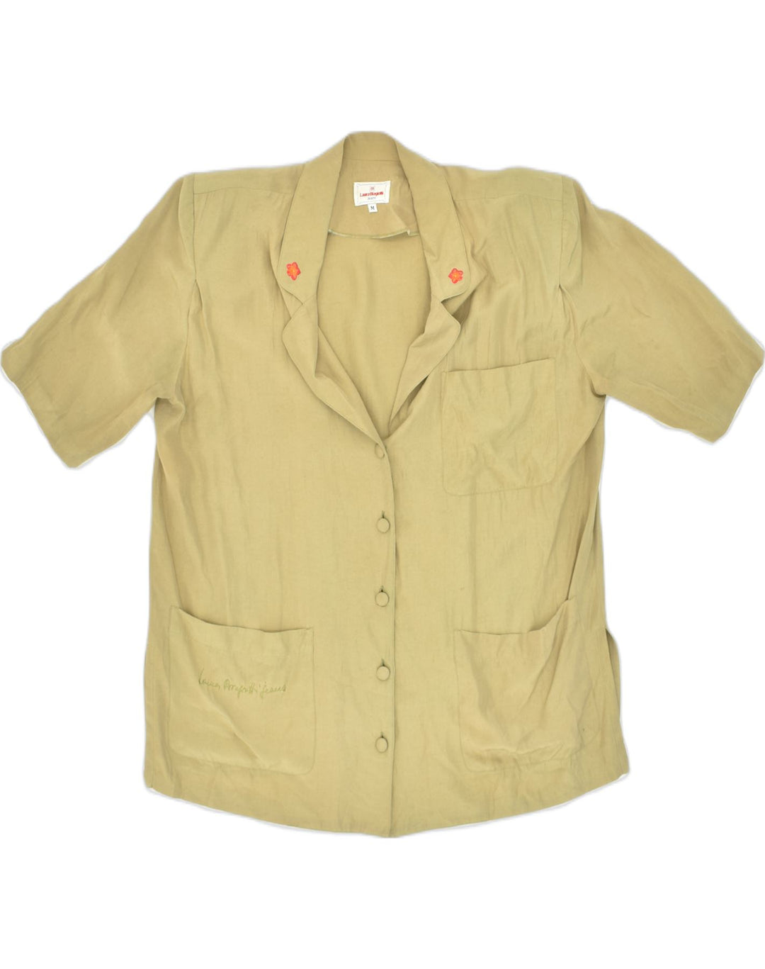LAURA BIAGIOTTI Womens Short Sleeve Blazer Jacket UK 14 Medium Khaki | Vintage Laura Biagiotti | Thrift | Second-Hand Laura Biagiotti | Used Clothing | Messina Hembry 