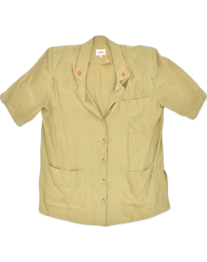 LAURA BIAGIOTTI Womens Short Sleeve Blazer Jacket UK 14 Medium Khaki | Vintage Laura Biagiotti | Thrift | Second-Hand Laura Biagiotti | Used Clothing | Messina Hembry 