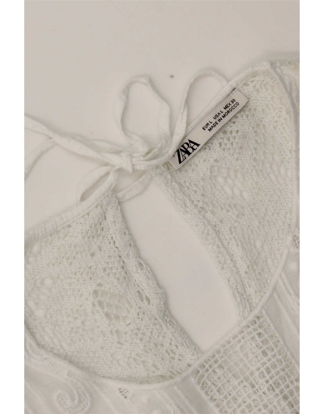 Zara Γυναικεία Crop Lace Μπλούζα Τοπ UK 16 Large White